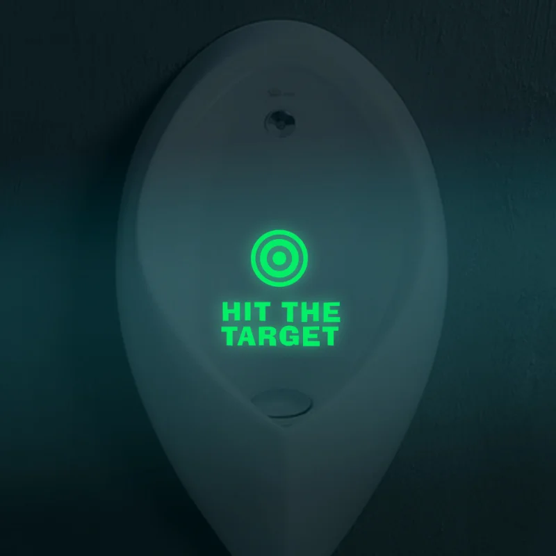 HIT THE TARGET Toilet Stickers Glow Waterproof Toilet Seat Posters Wc Washroom Reminder Sign Decals for Home Bathroom Decoration