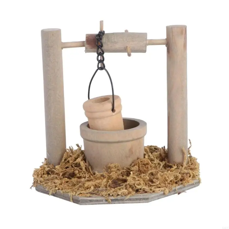 

K9FF Handmade Garden Accessory Small Water Wells Ornament with Bucket For Miniature Scene Landscape Decoration