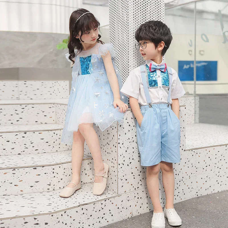 Children's chorus costumes for children's day, boys' and girls' primary school dresses, gauze skirts, kindergarten recitation