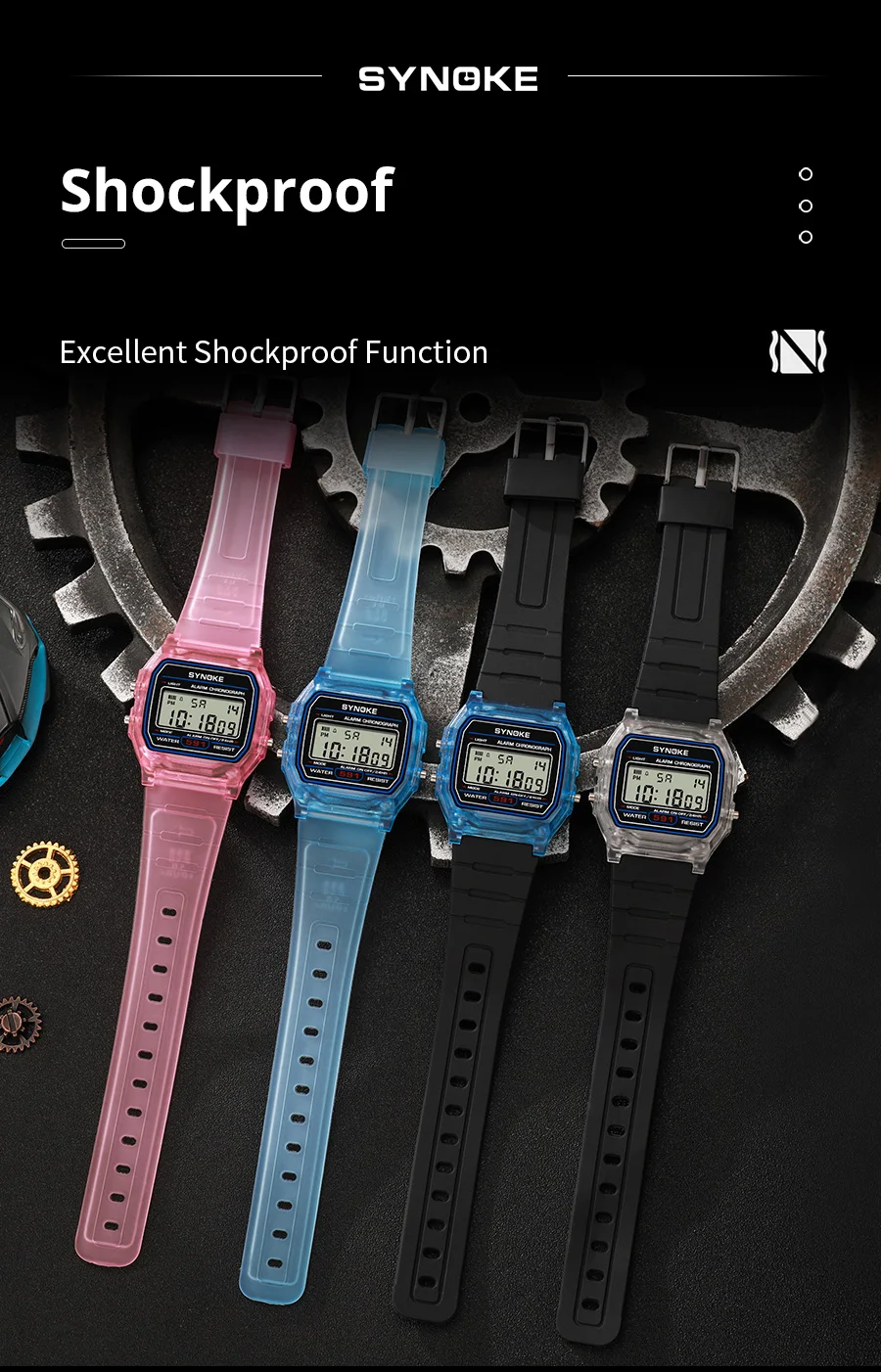 SYNOKE Student Digitaluhr Unisex Sportuhr Multifunktions Sport Wasserdicht Leuchtende LED Klassische Uhr für Männer und Frauen – Detail 10