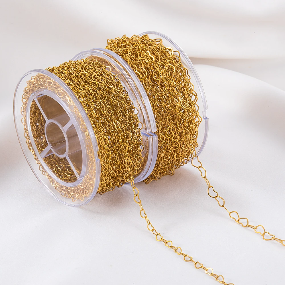 1 متر الفولاذ المقاوم للصدأ هندسية الجوف شقة الحب سلسلة DIY بها بنفسك زوجين هدية قلادة سوار صنع المجوهرات الملحقات #2