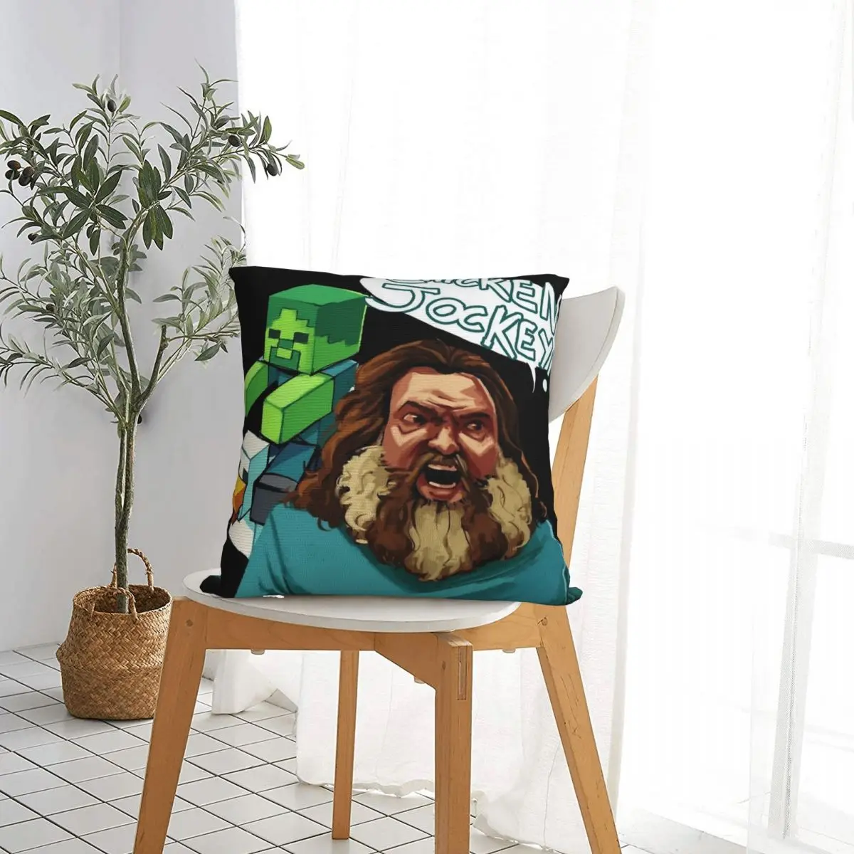 Chicken Jockey Pillow Case Cushion Cover Custom Polyester Decor Pillowcase for Car 45x45cm