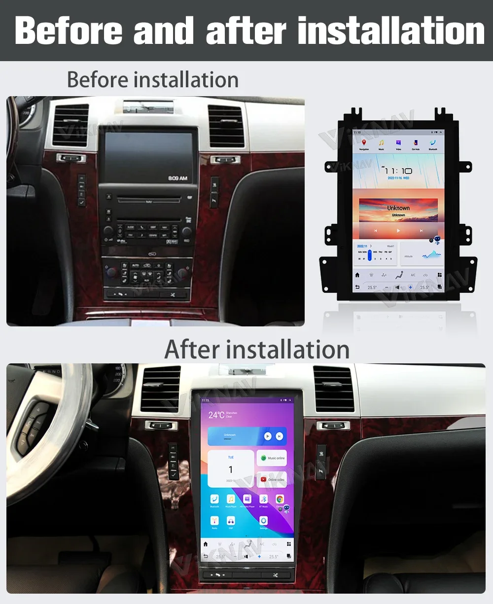 13.6 Inch Android11 Car Radio Upgrade For Cadillac Escalade 2008-2012 Multimedia Player GPS Stereo Replacement Touch Screen