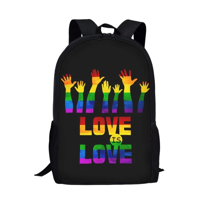 Rainbow Text Pattern LGBT Printing School Backpack for Children Cartoon Student Durable School Bag Unisex Backpack Lightweight