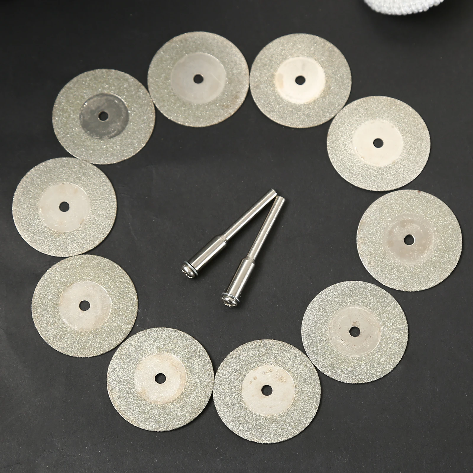 10pcs/set 30mm Diamond Cutting Discs +2 Arbor Shaft Abrasive Cut Metal CutOff Blade Drill Bit Dremel Accessories Rotary Tool