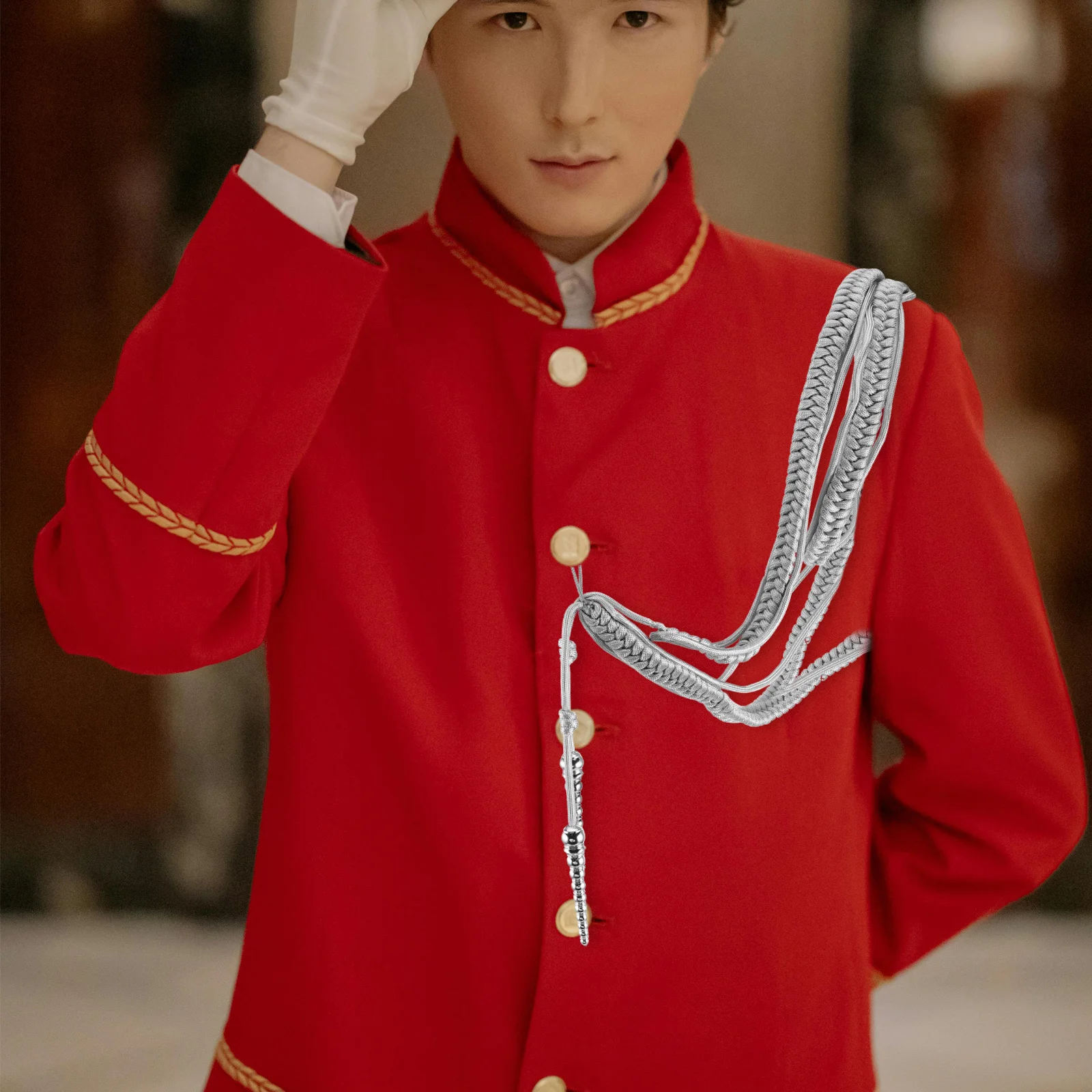 

Braided Shoulder Epaulet Cord Grey Aiguillette Tassel for Professional Uniform Formal Dress Performance Security Stage Band