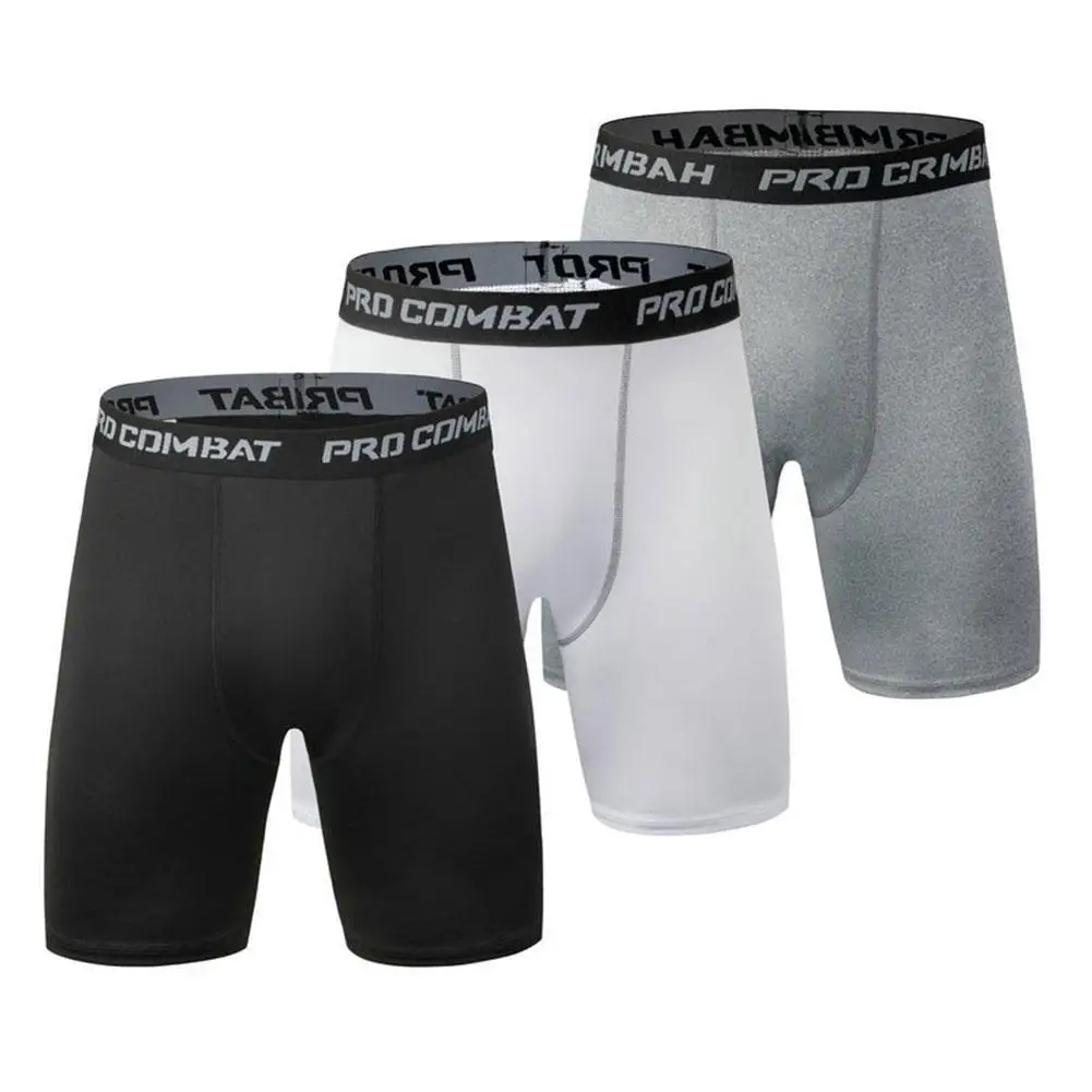 Masculino fitness de secagem rápida shorts apertados compressão elástica leggings calças de treinamento masculino correndo shorts preto cinza plus size