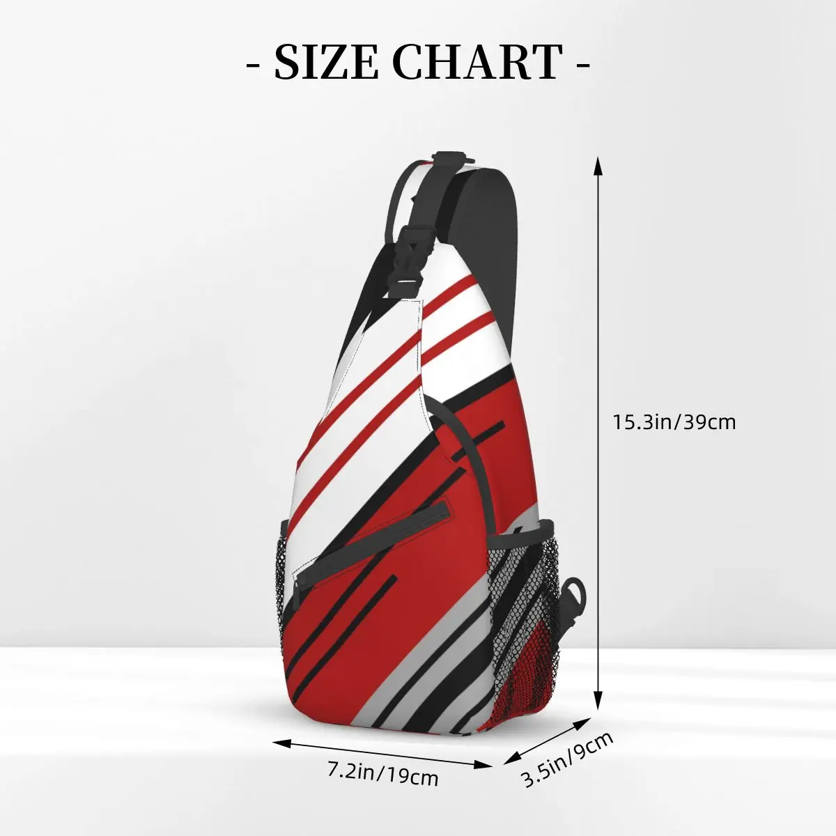 Diagonal Stripes Red Abstract Small Sling Bag Chest Crossbody Shoulder Sling Backpack Outdoor Sports Daypacks Geometric Pattern