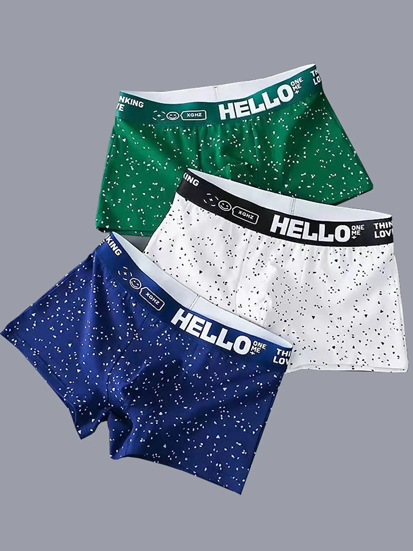 

3pcs men's boxers Soft and comfortable breathable underwear casual trend youth boxers