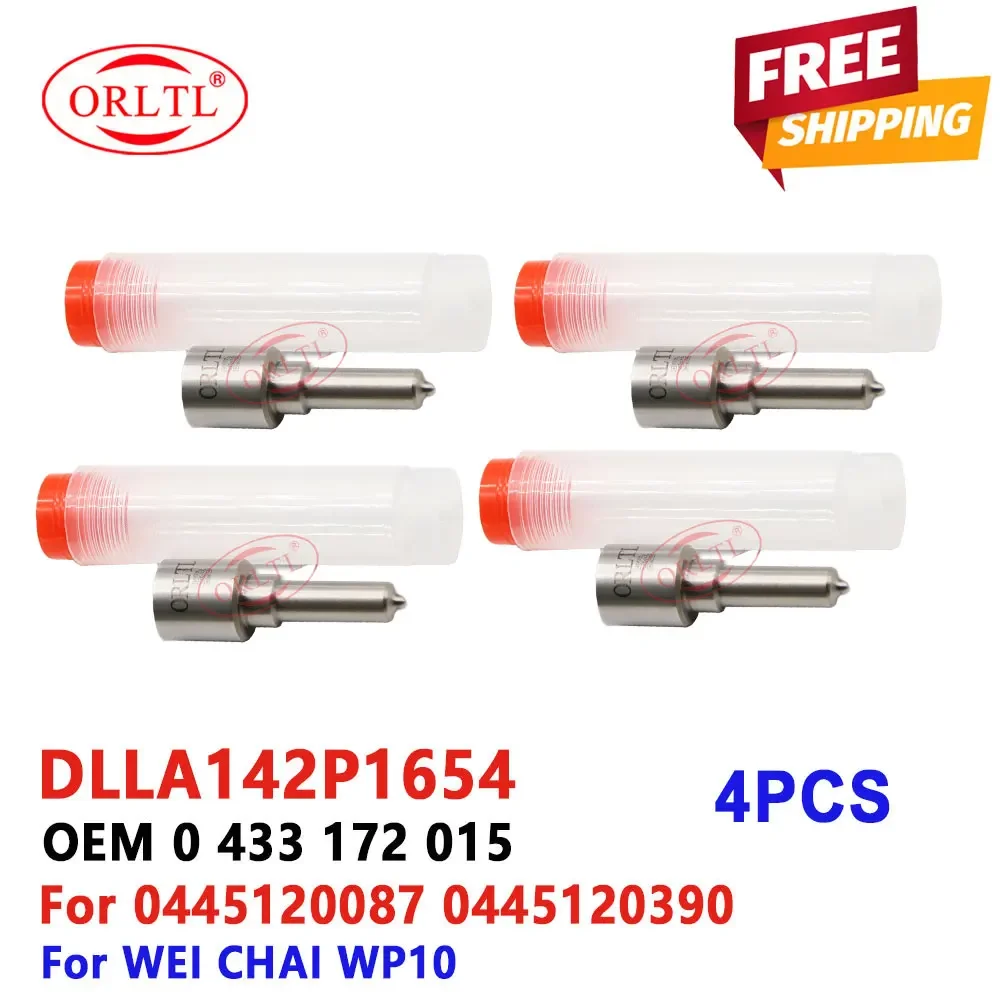 New DLLA142P1654 Diesel Injector Nozzle DLLA 142P 1654 0433172015 For BOSCH WECHAI WP10 0445120087 0445120390 4 PCS Nozzle