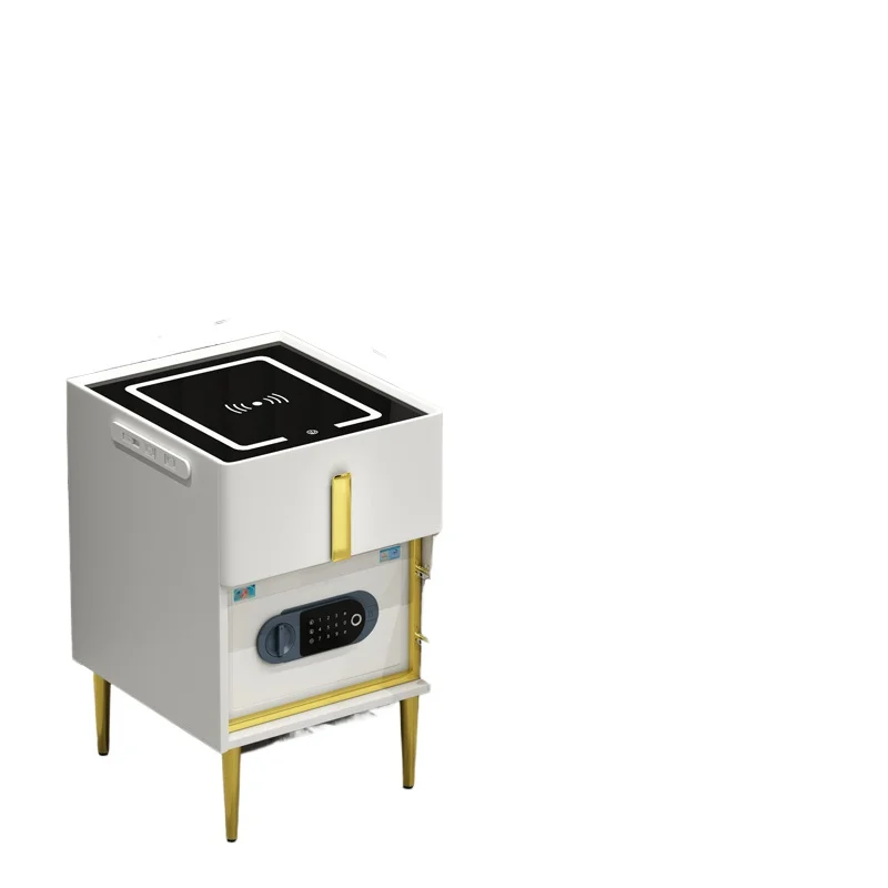 

Безопасная бытовая маленькая многофункциональная прикроватная тумбочка с узкой стороной, цельнометаллическая беспроводная зарядка, пульт дистанционного управления по отпечатку пальца, WIFI, сейф