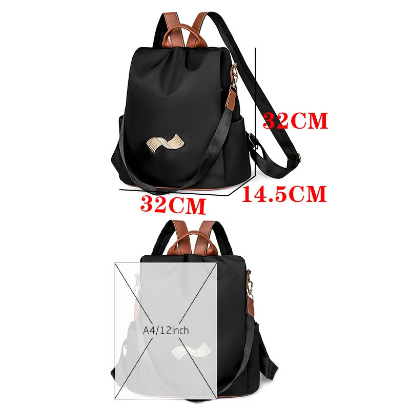 High Quality Women\'s Backpacks Fashion Nylon Cloth School Bags Large Capacity Travel Back Exquisite Hardware Design Backpack