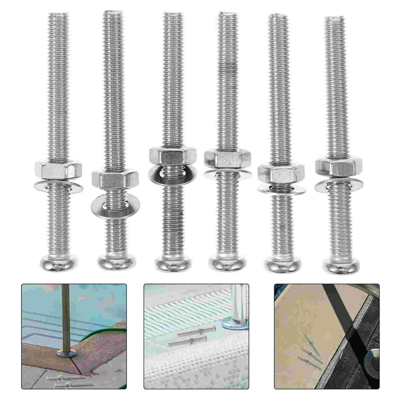 

6 Pcs Swimming Pool Accessories Screws Fixing Ladder Bolts Stainless Steel Hardware Baby