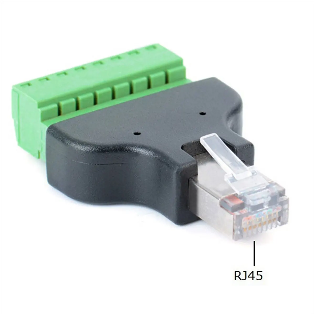 (PQWN) RJ45 Network Adapter Male Female Plug to 8 Pins Screw Terminal RJ45 Jack Socket Connector Internet Cable DVR Accessories