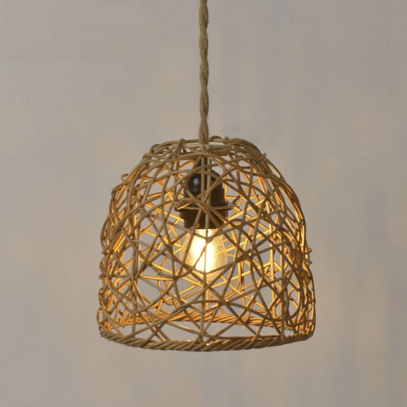 Rattan Lampshade Rattan Basket Chandelier Lamp Shade Ceiling Pendant Light Shade For Living Room Restaurant Kitchen Home Decor