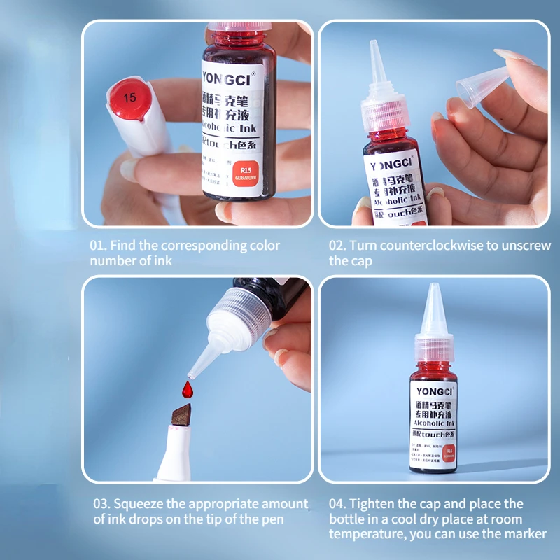 168 Color 20ml Alcohol Marker Ink Refill Touch Universal Dropper Environmental Protection Art Painting Stationery Accessories