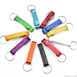 50pcs Personalized Engraved Bottle Openers Key Chain Wedding Favors Brewery, Hotel, Restaurant Logo Christmas Private Customized