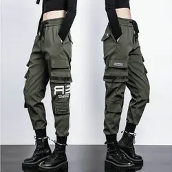 Grote Zakken Cargo Broek Vrouwen Elastische Hoge Taille Losse Streetwear Broek Baggy Tactische Broek Hiphop Hoge Kwaliteit Joggingbroek
