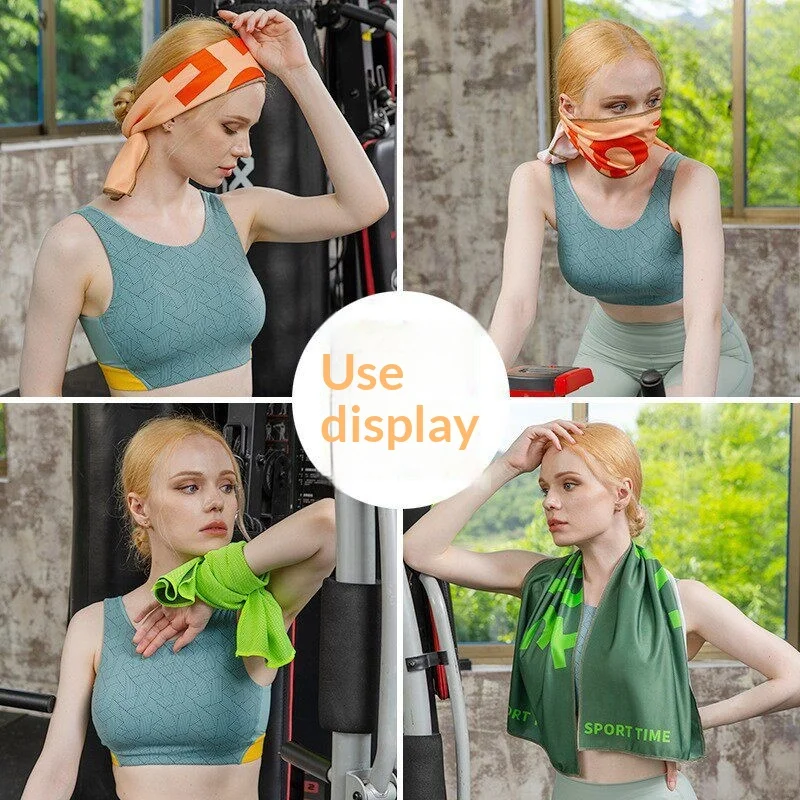 Running Fitness Towels Sweat Absorbing Towel Printed Cool Quick Drying Towels Golf Wipes 3pcs 100x30cm