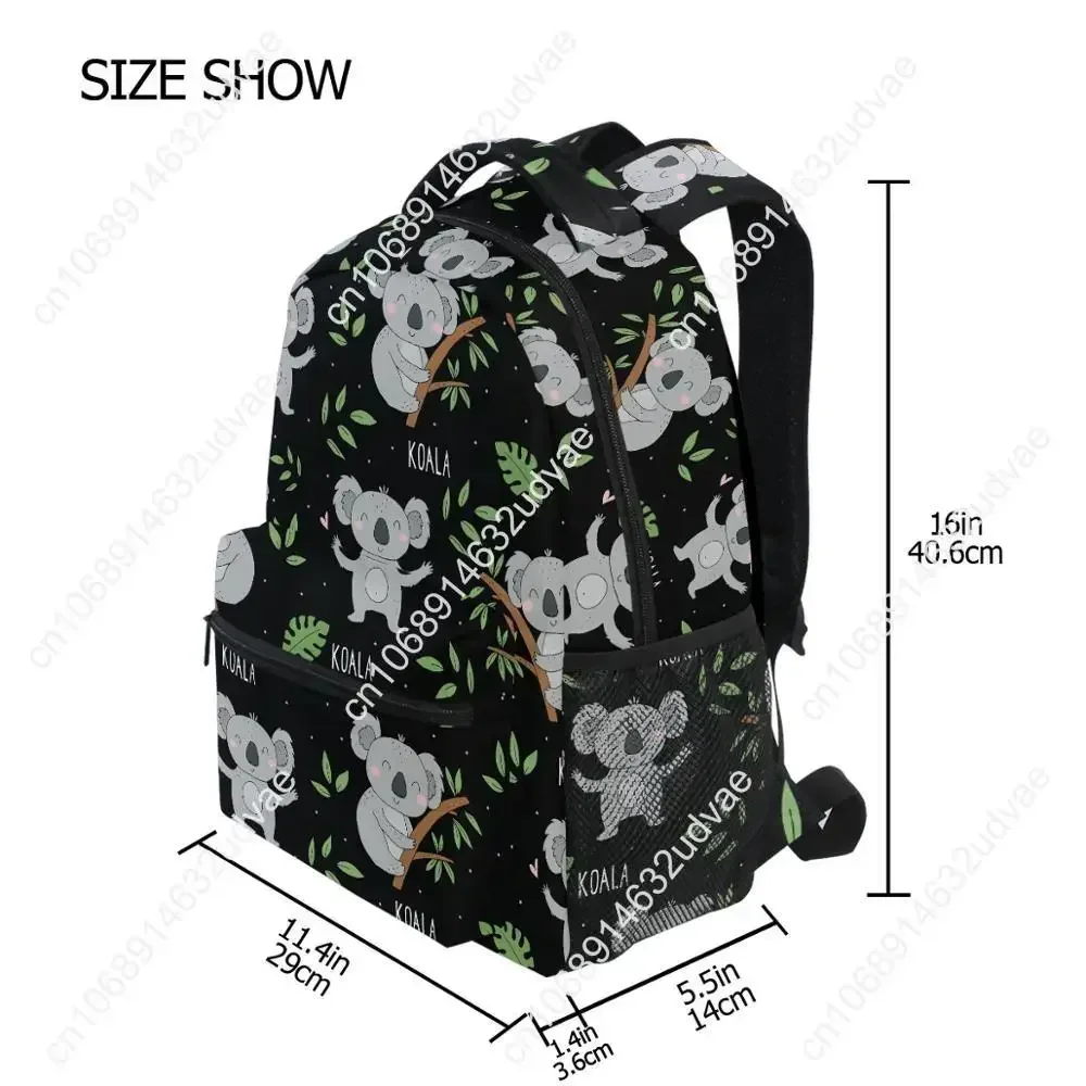 Teenagers School Bag Boys And Girls School Backpack Koala Print Black Backpack For Men Women Work Travel Laptop Backpack Mochila