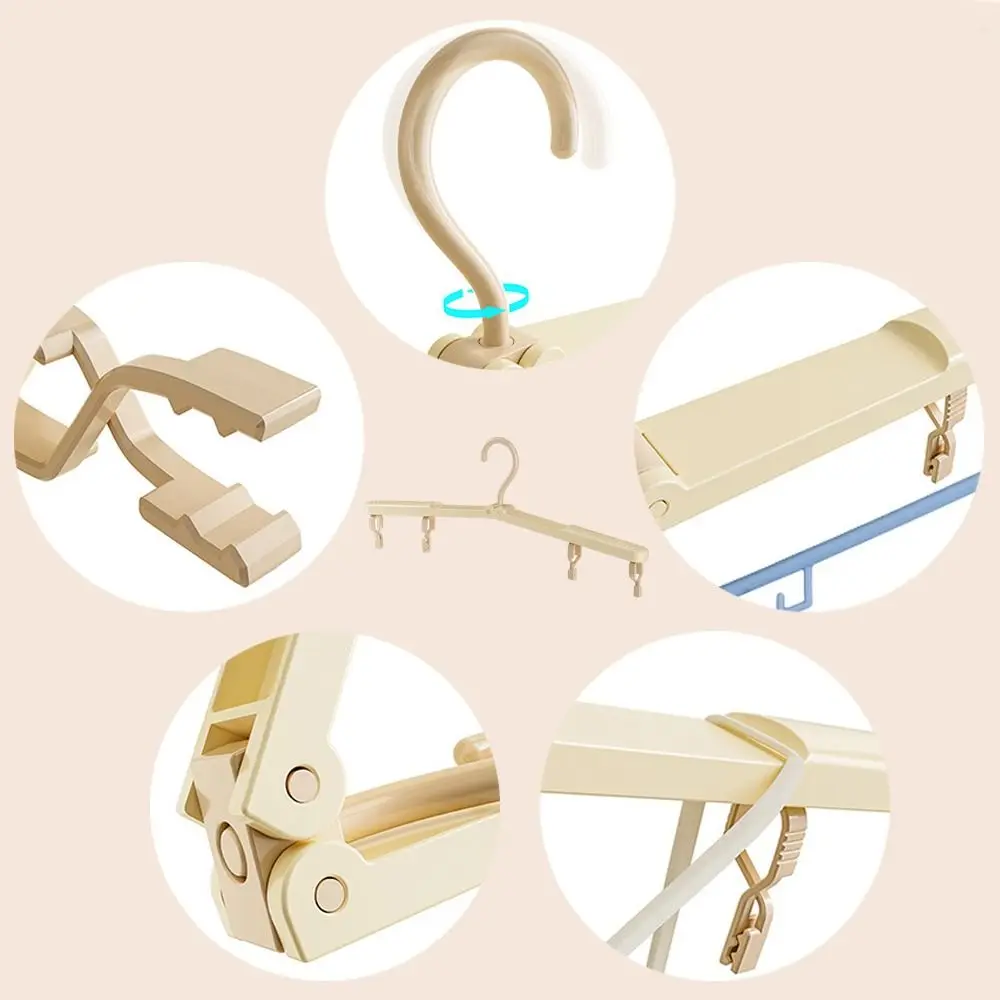 with Clip Foldable Clothes Hanger Multi-functional Portable Travel Clothes Rack Plastic Space Saving Clothes Drying Tools