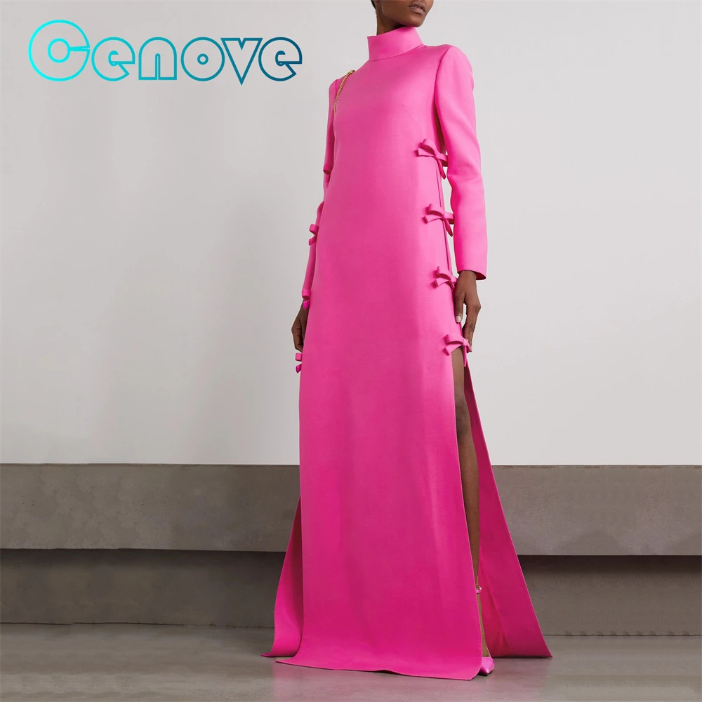 

Cenove A-Line High Neckline Prom Dress Long Sleeves With Floor Length Evening Elegant Party Dress For Women2023