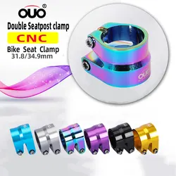 OUO Bicycle Seatpost Clamp Full CNC Saddle Tube Clamp 31.8/34.9mm Dual Layer Seat Tube Clip For 27.2-34.9mm Seat Post Mtb Bike