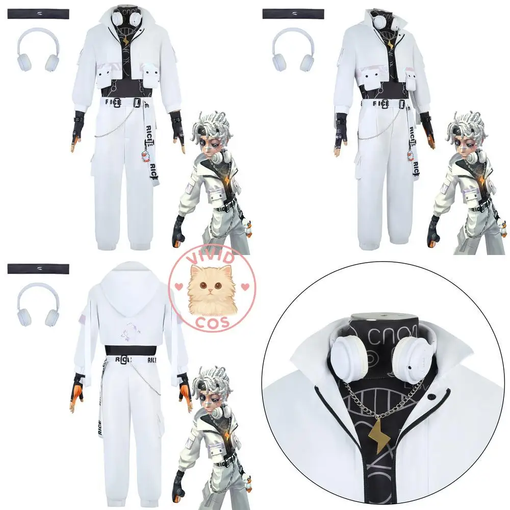 

Popular Game Identity V Anime Prisoner Cosplay Costume Luca Balsa Role Play Suit White Uniform Wig for Comic Con Halloween