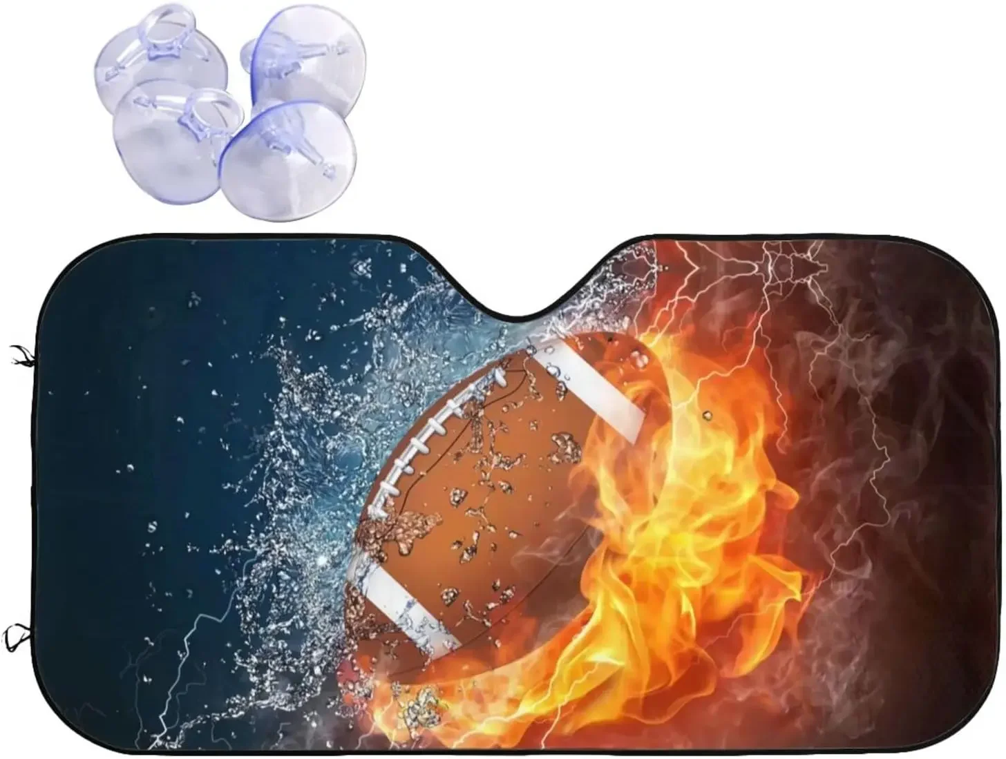 

Мяч для регби в огненном и воде Солнцезащитный козырек на переднее окно для большинства седанов, внедорожников, грузовых блоков, УФ-лучей, сохраняет ваш автомобиль, крутой