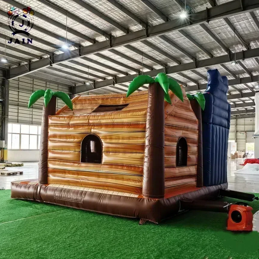 Casa de rebote de jungla pirata inflable grande para niños, tobogán y soplador, Castillo de salto, casa hinchable para niños, alquiler de fiesta al aire libre, 16 pies