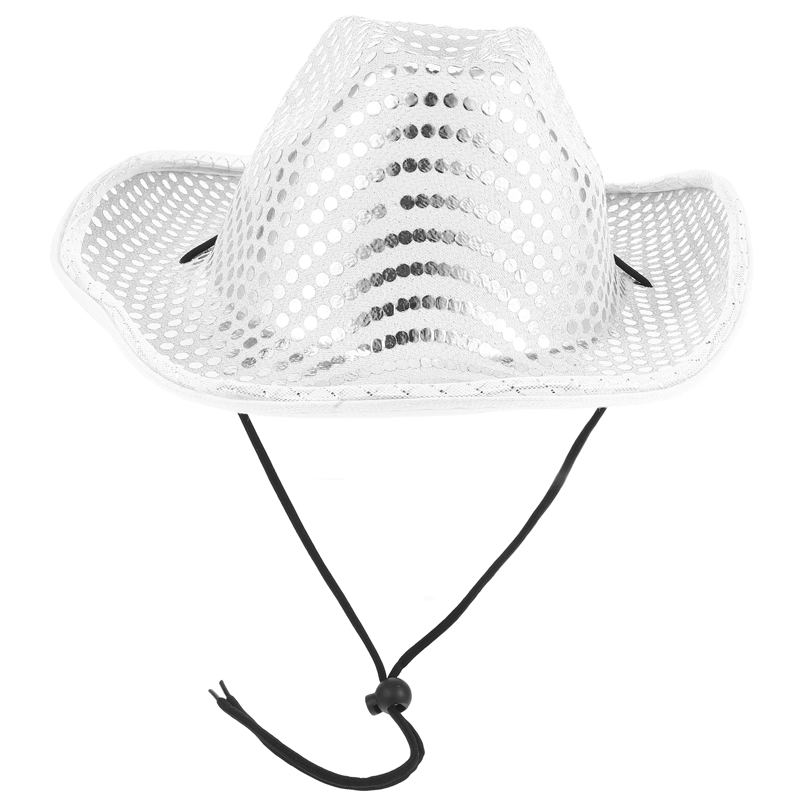 

1pc Glowing Sequin Cowgirl White Led Light Decorated Lightweight Western Style Sun Hat For Women Party Wedding Cosplay Outdoor