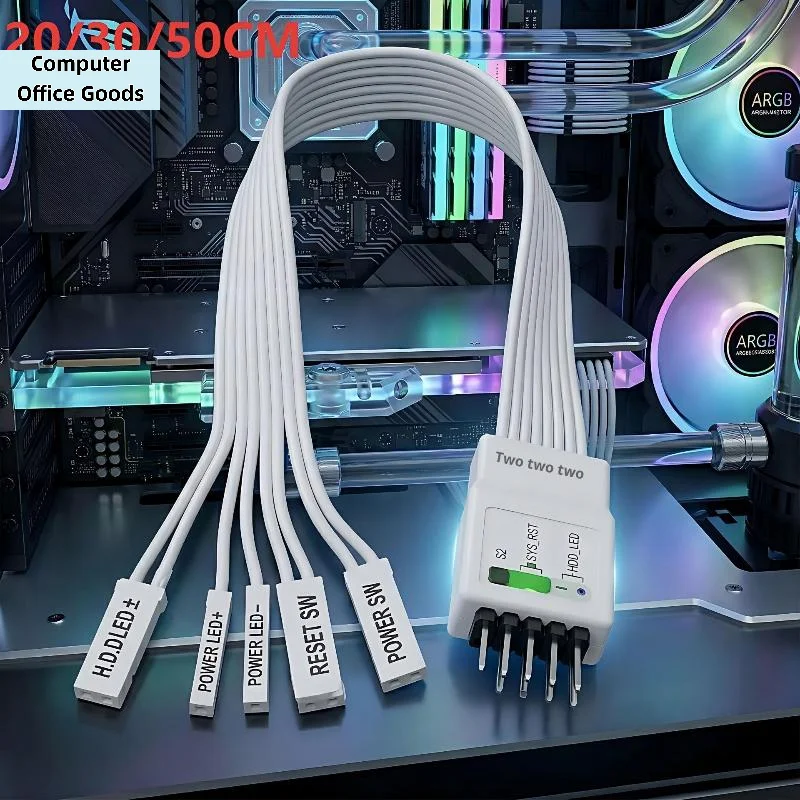 【20/30/50cm Motherboard Front Panel Cable Universal 9Pin F-PANEL Adapter With Labeled Connectors For PC Case DIY Modding】