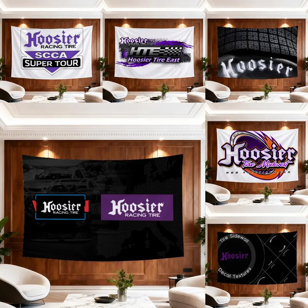H-Hoosier Racing Tapestry Custom Living Bedroom Party Dormitory Interior Wall Bohemian Decoration Attached Clip