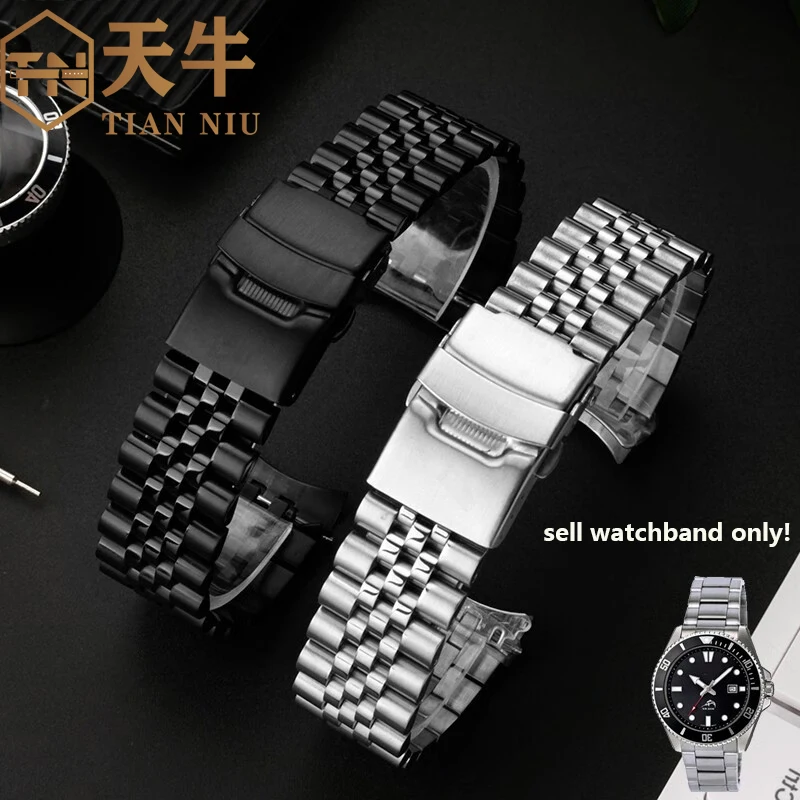 22mm Curved Interface Strap for Casio 2784 Swordfish MDV-106 MDV-107 Watch Band Stainless Steel Men's Bracelet