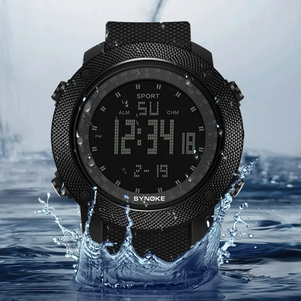 SYNOKE Digital Watch Waterproof Shock Resist Large Screen Outdoor Sports Running Swimming Outdoor Sport Military Watches WR50M