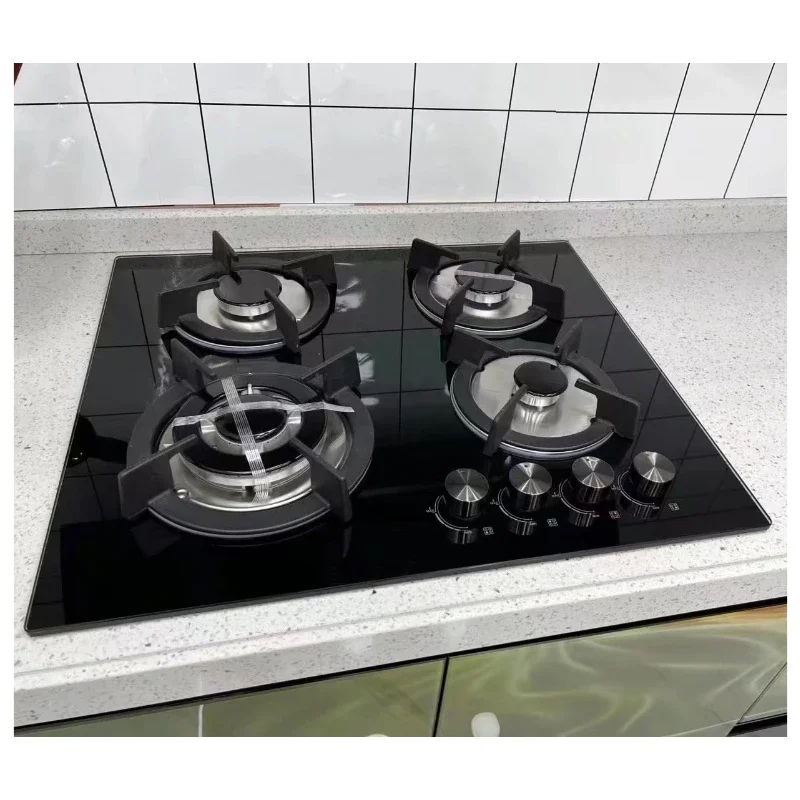 

Hot Sale Tempered Glass Gas Stove Built-In Cooktop Kitchen Cast Iron 4 Burner Gas Stov