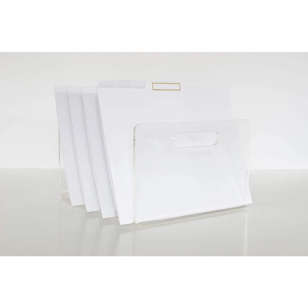 Clear Acrylic File Sorter 5 Slots Desktop Organizer for Office Home Closet Storage