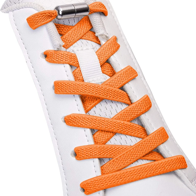 Alloy Lock No Tie Shoe Laces, cadarços planos para tênis, cadarços elásticos sem laços, laço rápido para sapatos, bandas de borracha para crianças e