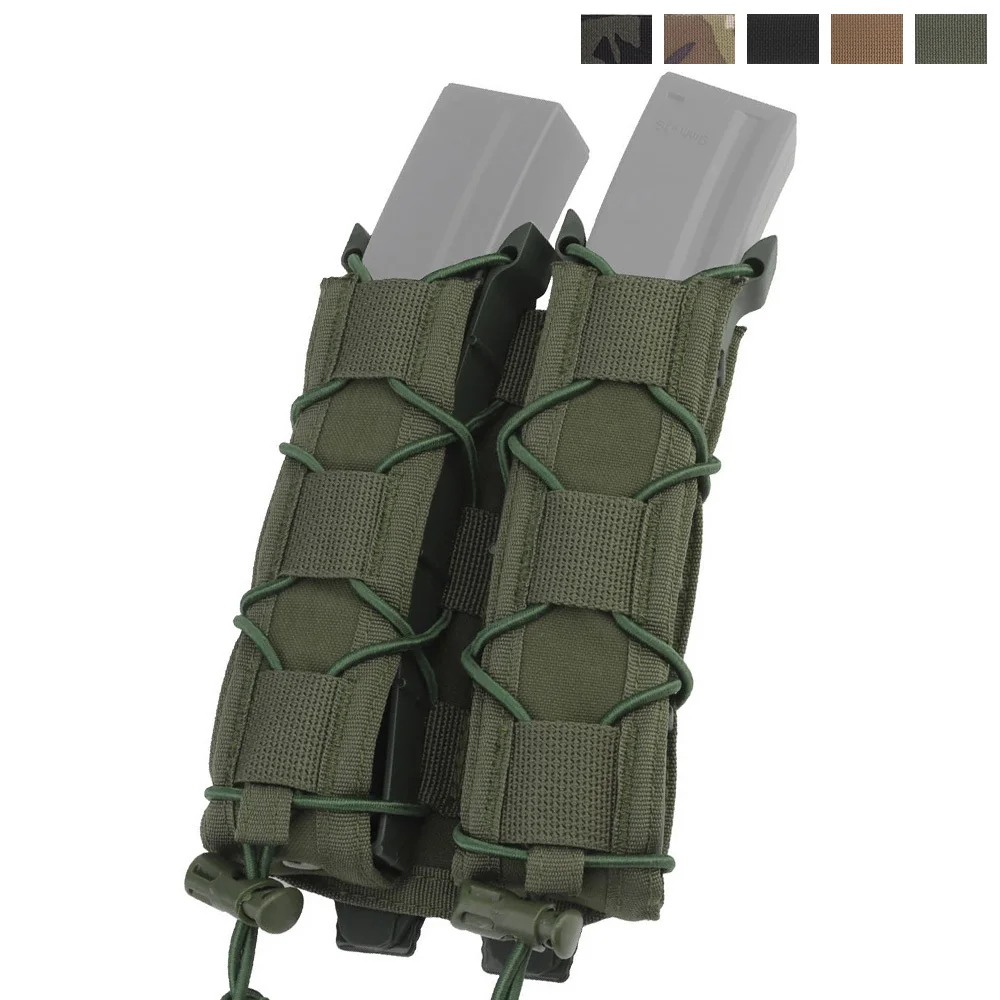 

Long Extended 9mm/45acp Magazine Pouch Tactical Double MAG Bag MP5 MP7 MP9 Airsoft Handgun Pistol Flashlight Carrier Vest MOLLE