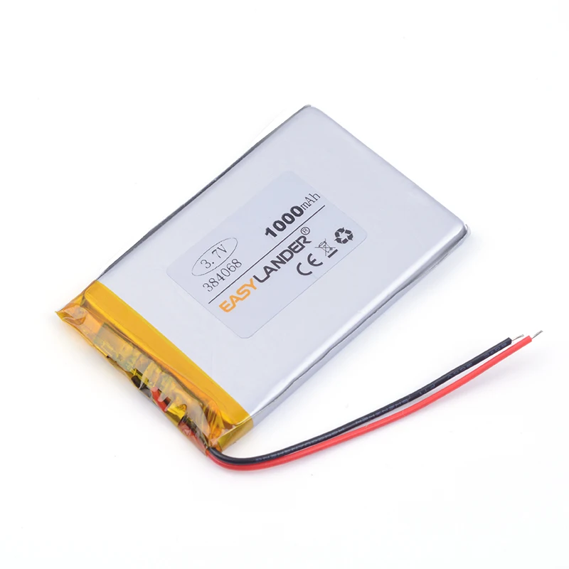 384068   بطارية ليثيوم أيون ليثيوم بوليمر قابلة لإعادة الشحن 1000 مللي أمبير في الساعة لألعاب MP4 MP5 GPS