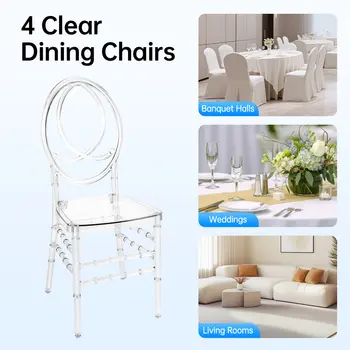 件套電腦椅,透明餐椅,優雅派對活動婚禮椅,適用於宴會廳、婚禮大廳 15.16 英寸 x 15.16 英寸 10 最佳銷售 豪華餐椅 - №1