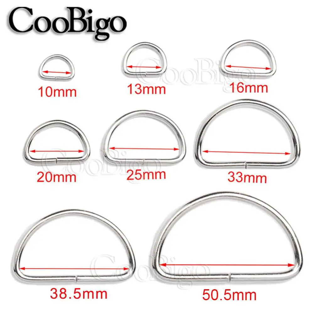 10pcs Metal D Ring Half Loop D-ring Buckle for Handbag Strap Bag Backpack Hardware DIY Dog Collar Chain Clasp Sewing Accessories