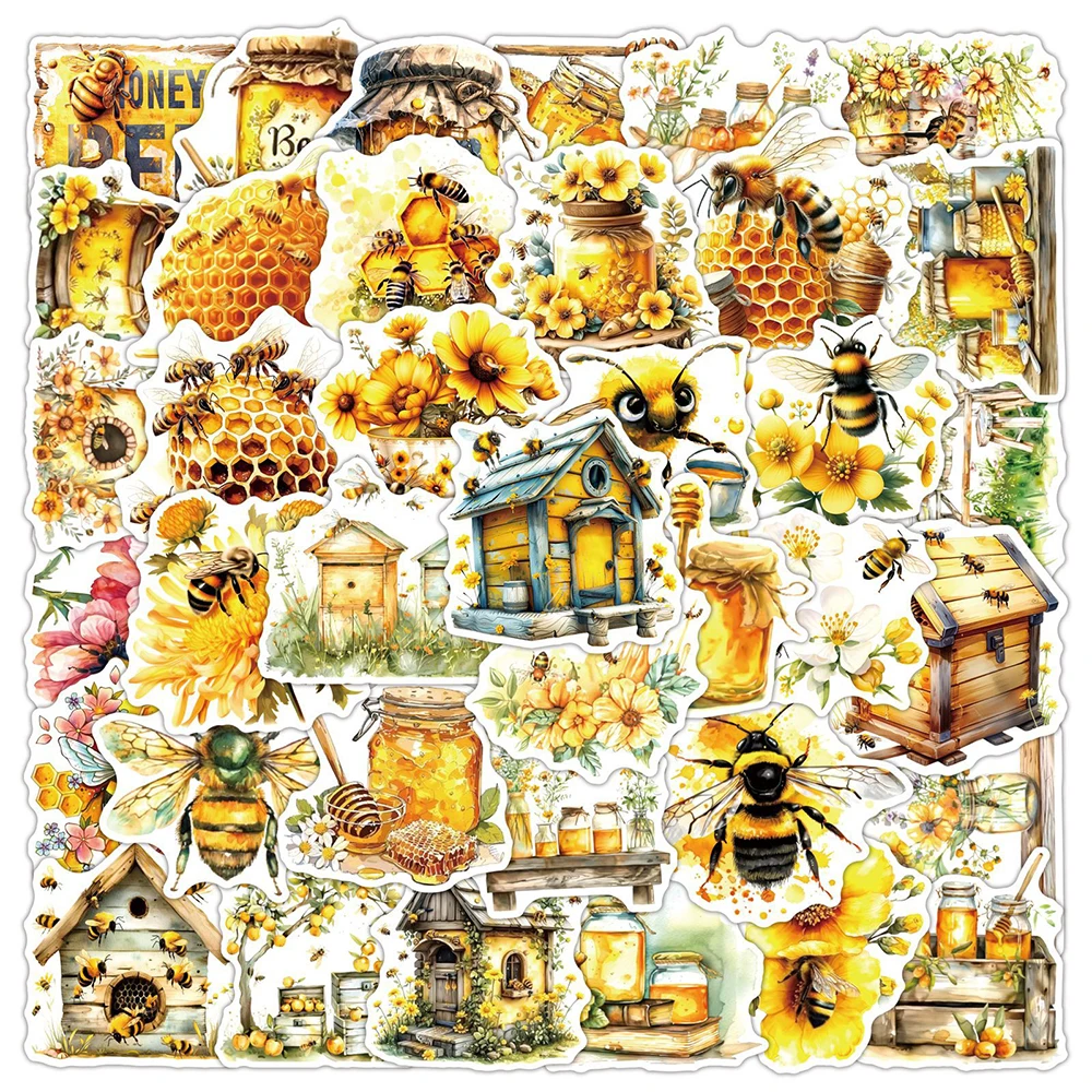 10/30/50PCS Cute Animal Bee Flower Stickers Aesthetic Waterproof Graffiti Stationery Car Phone Case Kawaii Kids Cartoon Sticker