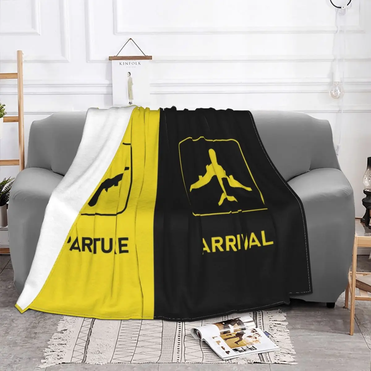 Aviation Arrival Departure Blanket Soft Fleece Warm Flannel Aviator Airport Plane Throw Blankets for Sofa Outdoor Bed Bedspread