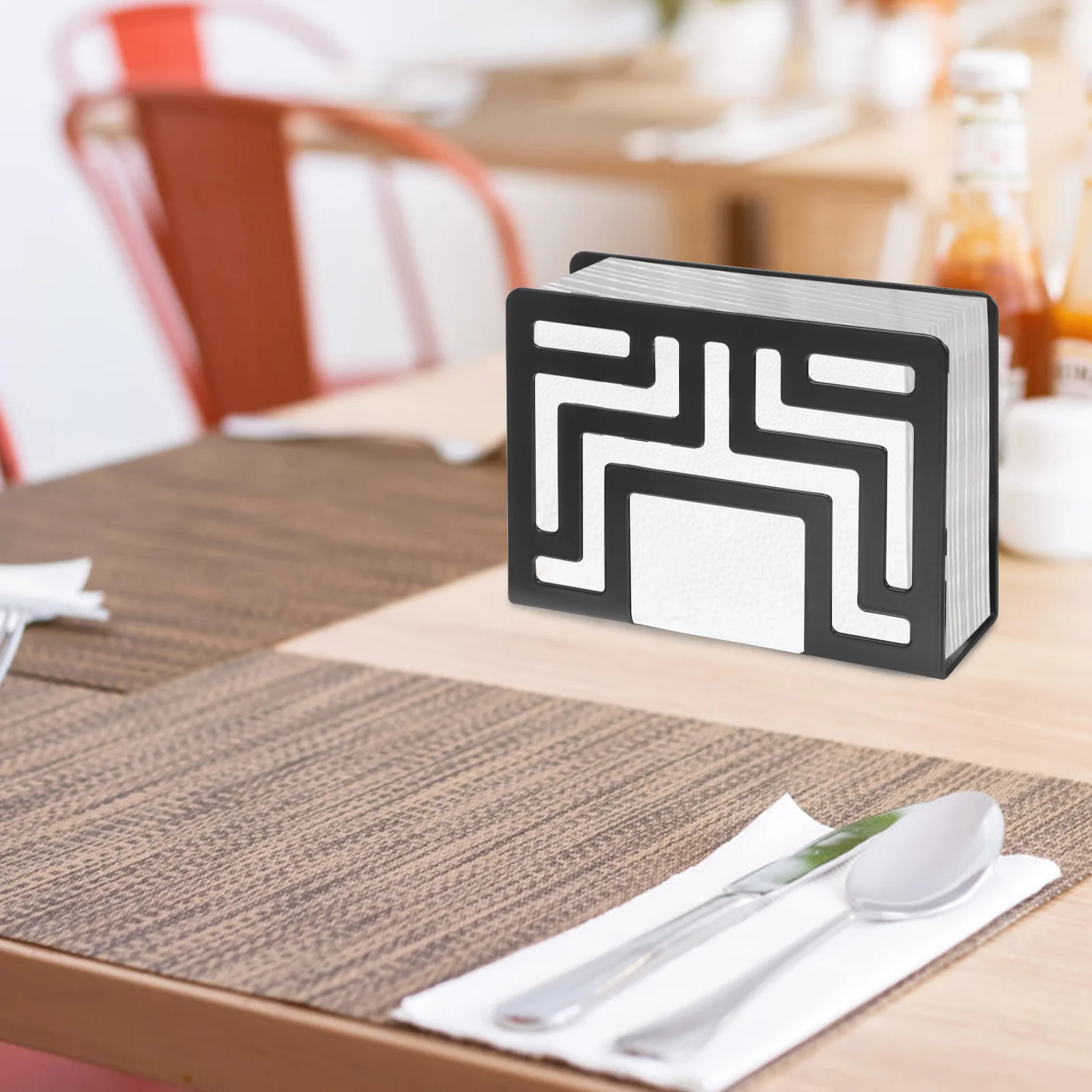 

Napkin Storage Rack Beverage Holder Holders for Kitchen Square Table Tabletop Organizer Elegant Black Tissue Miss