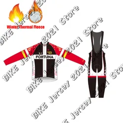 FORTUNA  Long Riders Japan Anime Winter Cycling Jersey Set Fleece Mens Cycling Wear Long Sleeve MTB Bike Road Pants Bib Ropa