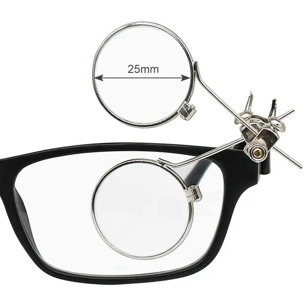 كليب على نظارات Loupes 10X العدسات المزدوجة عدسة مكبرة قطر 25 مللي متر للتدوير أحادي العين المكبر لساعاتي المجوهرات #6