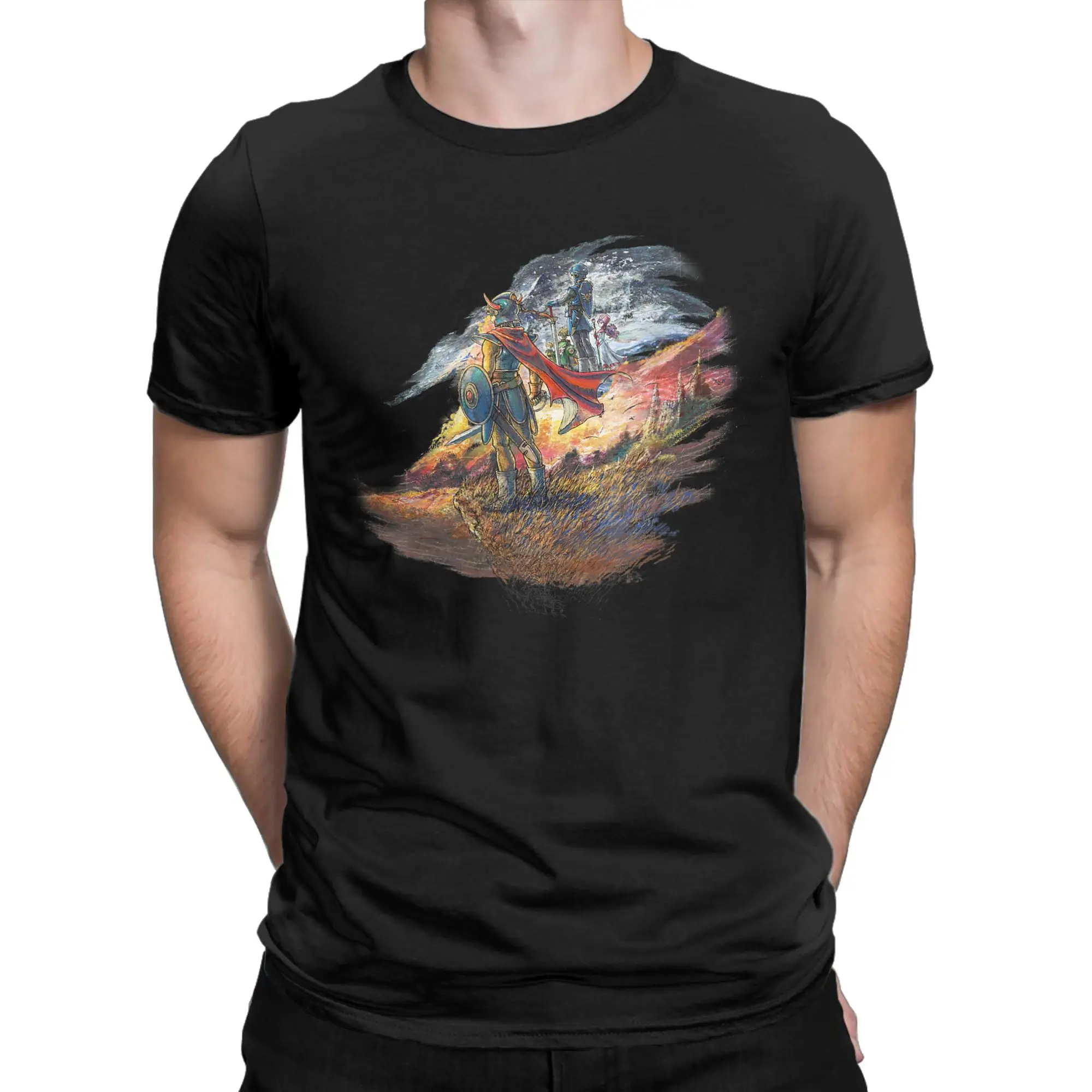 Novelty Dragon Quest I & II HD-2D Remake Art T-Shirts Men Round Collar Cotton T Shirt  Short Sleeve Tee Shirt Plus Size Tops