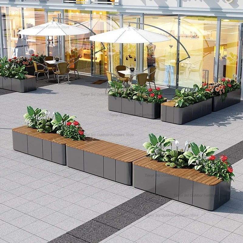 

Садовая скамья в скандинавском стиле, современный дизайн, уличная/балконная кашпо-скамья из нержавеющей стали, мебель для двора и улицы FYSS