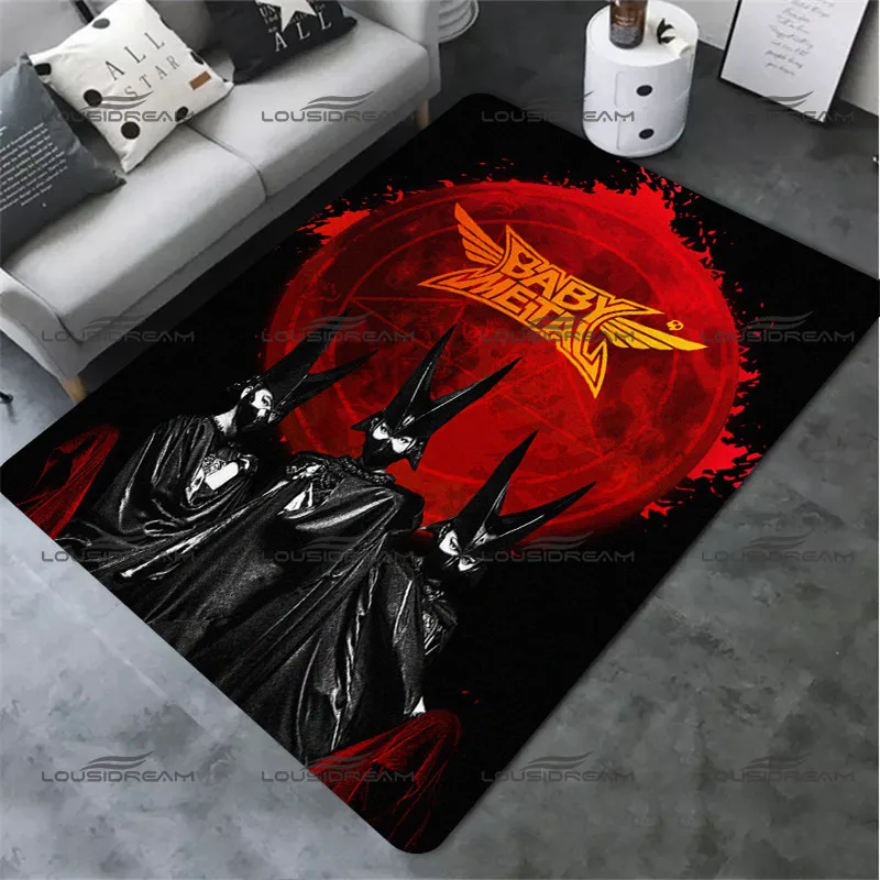 Japanese Rock Girl Group Art Carpet Square Flannel Babymetal Pattern Rugs Modern Home Living Room Bedroom Floor Mats Fan Gift